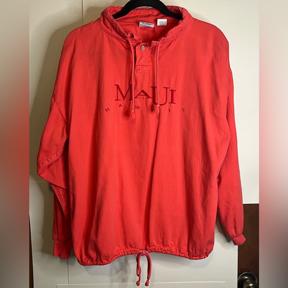 VTG Sgt. Leisure Hawaii Size Small Coral Red MAUI Cotton Pullover Jacket